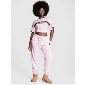 PINK Victoria's Secret Collegiate Preppy Light Pink Jogger Sweatpants XL NWT